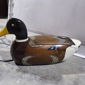 Wooden Duck Decoy with Brown and Black Details